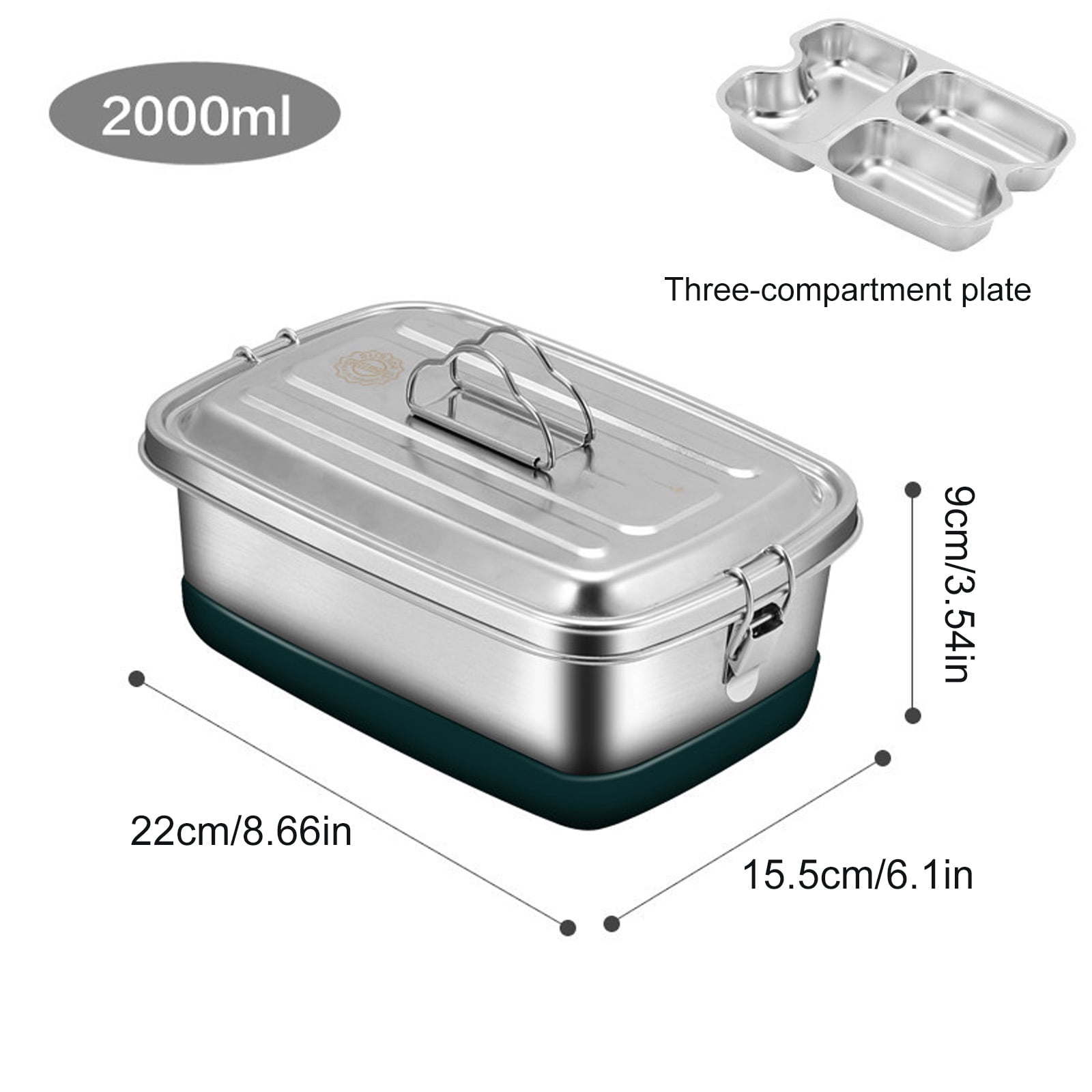 Portable Stainless Steel Lunch Container Double Layer with Compartments Bentos Box for Office School or Travel Use