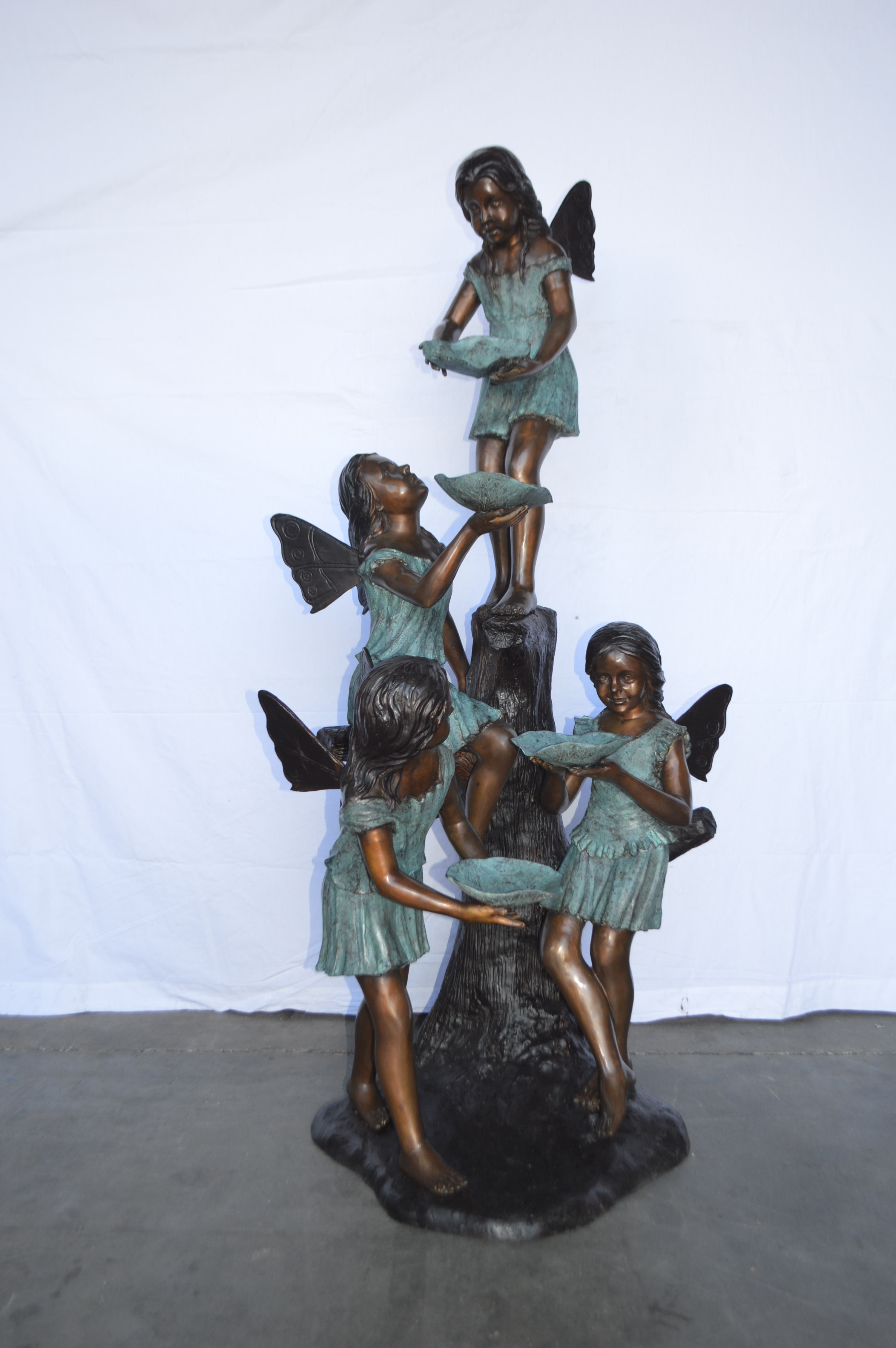 Nifao Four Angels Playing Outdoor Fountain Statue, Bronze Garden Water Feature Sculpture for Patio & Yard – Outdoor Garden Decor Sculpture, 35"L x 28"W x 66"H