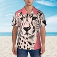 thumbnail image 2 of Susaid Pink Cheetah Art Print Short Sleeve Shirts Button Down Casual Shirts Summer Beach Aloha Button Down Short Sleeve for Men ,Medium, 2 of 7