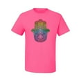 thumbnail image 2 of Wild Bobby, Colorful Rainbow Hamsa Symbol Spiritual Yoga, Pop Culture, Men Graphic Tees, Neon Pink, 3XL, 2 of 3