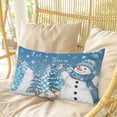 thumbnail image 4 of Blue Snowman Christmas Pillow Covers, Linen Long Throw Pillow Case, Snowflake Xmas Tree Winter Elk Holiday Pillow Protector Decorative Cushion Cover for Living Room/Bedroom 16" x 24", 4 of 8