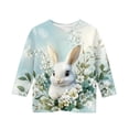 thumbnail image 4 of Blusas y camisas de manga larga con cuello redondo para niños con estampado de día de Pascua, manga 3/4/cuello redondo tres cuartos, camisa inferior y superior para niños, parte superior de poliéster, 4 of 5