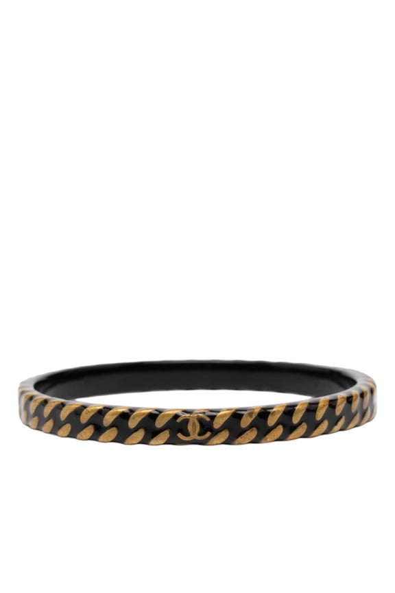 Pre-Owned CHANEL Vintage Bangle Gold Black Plated Women's