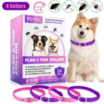 Oimmal Collar for Dog and Puppy, 24 Months Protection, 19inch Adjustable, Waterproof, Natural Ingredients, 4 Collars - Pink & Purple