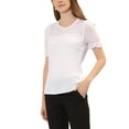 thumbnail image 4 of Allegra K Women's Round Neck Lace Keyhole Back Puff Short Sleeve Tops, 4 of 5