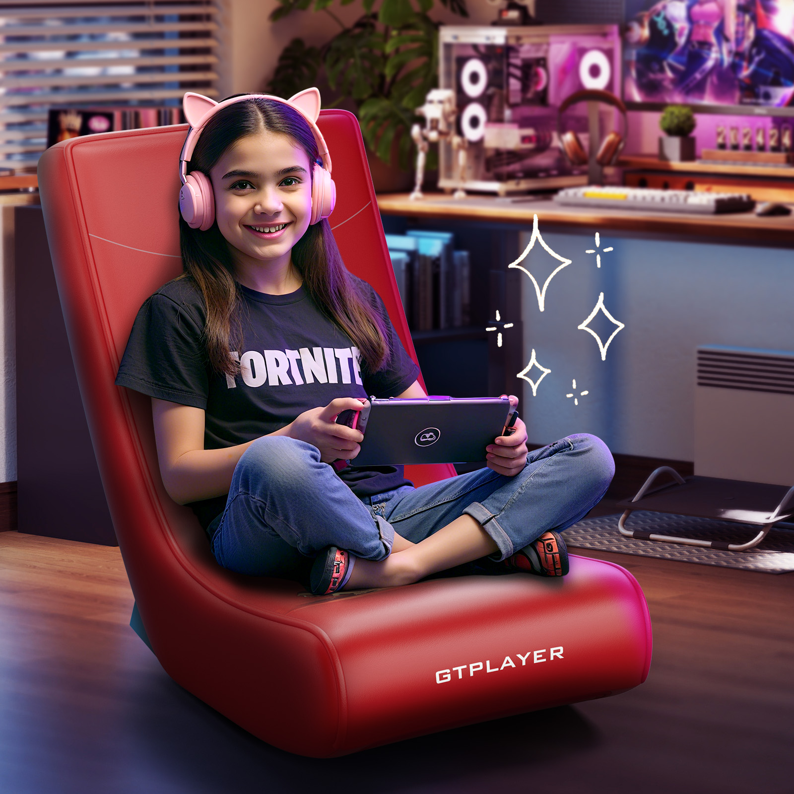 GTPLAYER Floor Rocker Gaming Chair，Orange