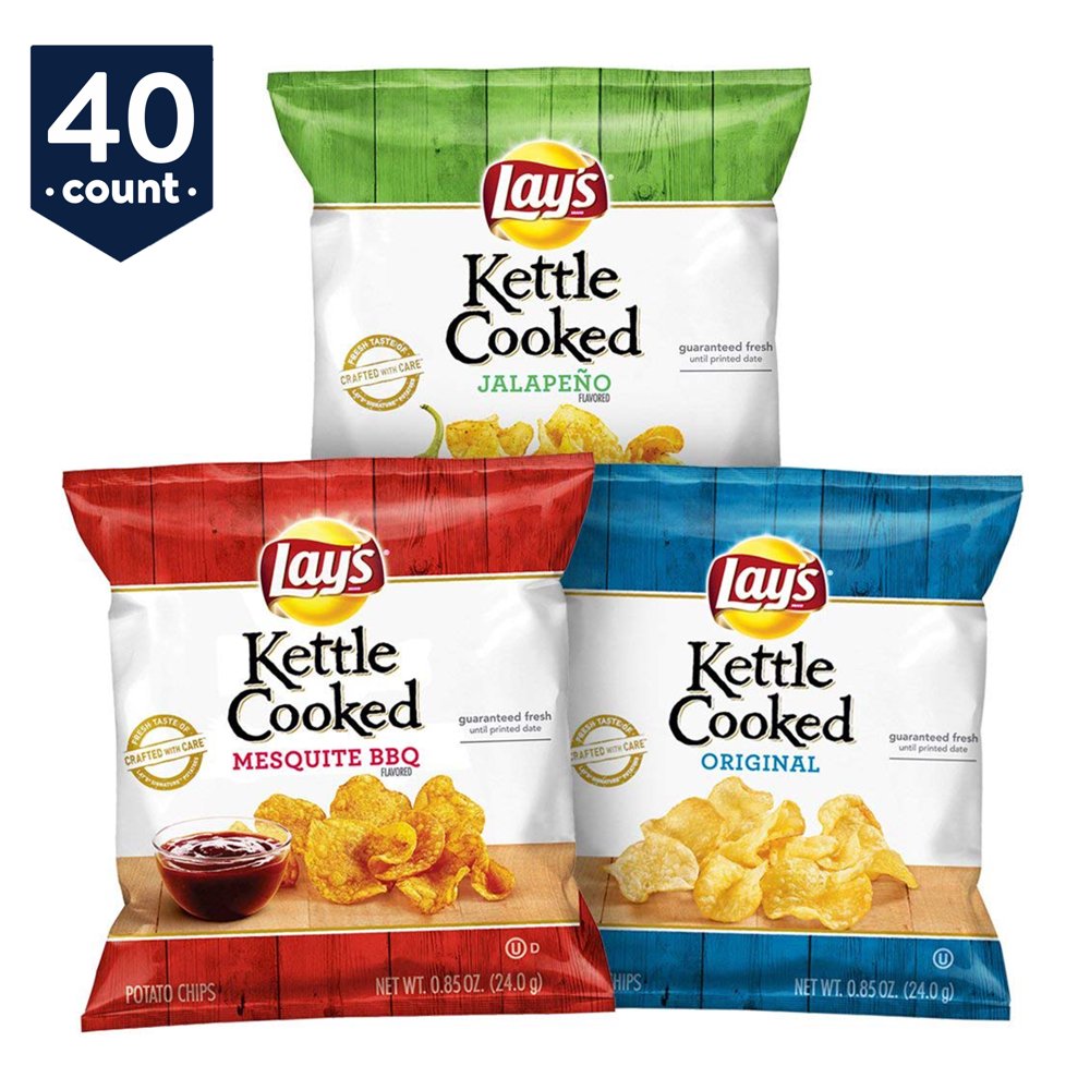Lay's Kettle Cooked Potato Chips Variety Pack, 40 CT
