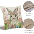 thumbnail image 4 of Easter Pillow Covers 18x18 Set of 2 Spring Cute Bunny Rabbit Eggs Watercolor Pink Blue Floral Easter Themed Decorative Throw Pillow Cases Outdoor Farmhouse Decoration for Sofa Couch Bed, 4 of 6