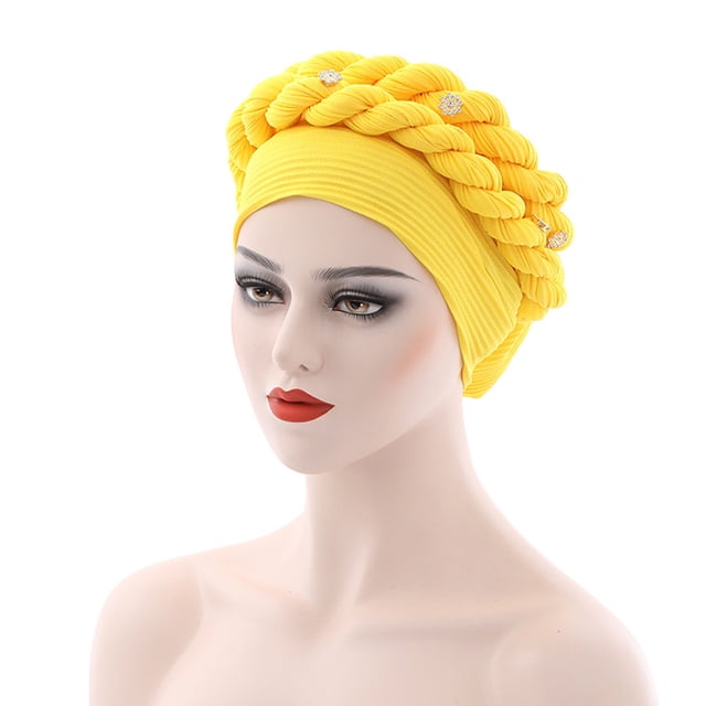 PEIXUN Fashion Women Beading Braid Hat Muslim Ruffle Cancer Wrap Cap Sleep Caps Satin Lined Hair Bonnets