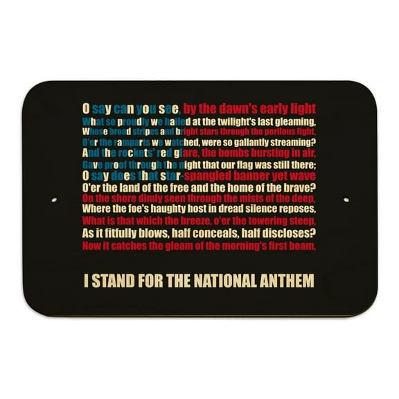 I Stand USA National Anthem Star-Spangled Banner American Flag Patriotic Home Business Office Sign - Wood - 6" x 9" (15.3cm x 22.9cm)