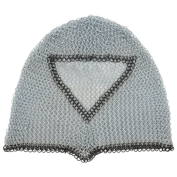 Armory Replicas Medieval Chainmail Coif Armor - 16 Gauge Zinc-Plated Steel, Authentic 4 in 1 Interlocking Pattern, Head for Reenactments