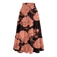 thumbnail image 3 of Yucgh Women's Tiered Flowy Floral Skirt with Drawstring High Waist, Pleated Midi Beach Skirt, Lightweight Summer Long Skirt for Casual Wear,Coffee,L, 3 of 5
