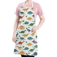 thumbnail image 5 of Colorful Dinosaurs Floral White Pattern Apron-Garden Aprons for Women with Pockets-Cotton Linen Waterproof Kitchen Cooking Gardening Aprons Adjustable for Kitchen,Cooking,BBQ and Salon 33x27 Inch, 5 of 7