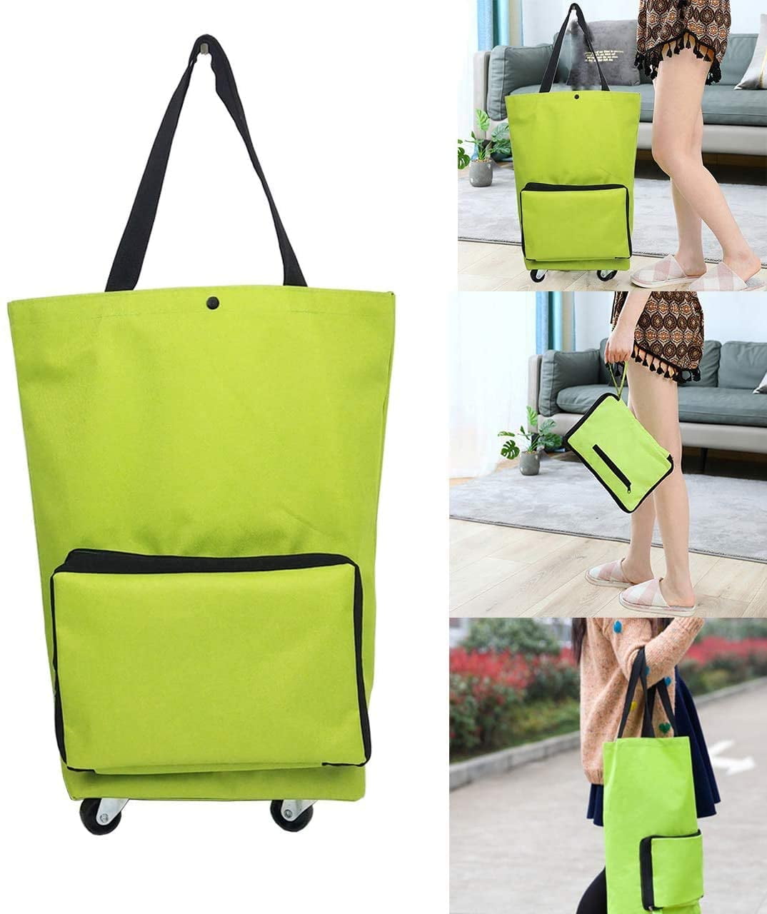Windfall Trolley Folding Shopping Bag Reusable with Wheels Tote ...