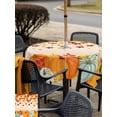 thumbnail image 4 of Outdoor Tablecloth with Umbrella Hole and Zipper, Fall Orange Pumpkins Square Table Cloth 54x54 Inch Waterproof Tablecloth, Autumn Farmhouse Maple Leaves Picnic Table Cover for Patio Camping, 4 of 7