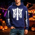 thumbnail image 2 of Gothic Skeleton Skeletal Print Hooded Pullover, Unisex Long Sleeve Sweatshirt for Halloween Trick or Treat & Themed Event, 2 of 4