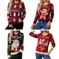 thumbnail image 6 of Light Up Gingerbreads Man Ugly Christmas Sweater for Holiday Parties Women Long Sleeve Crewneck Knit Pullover Jumper Top, 6 of 9