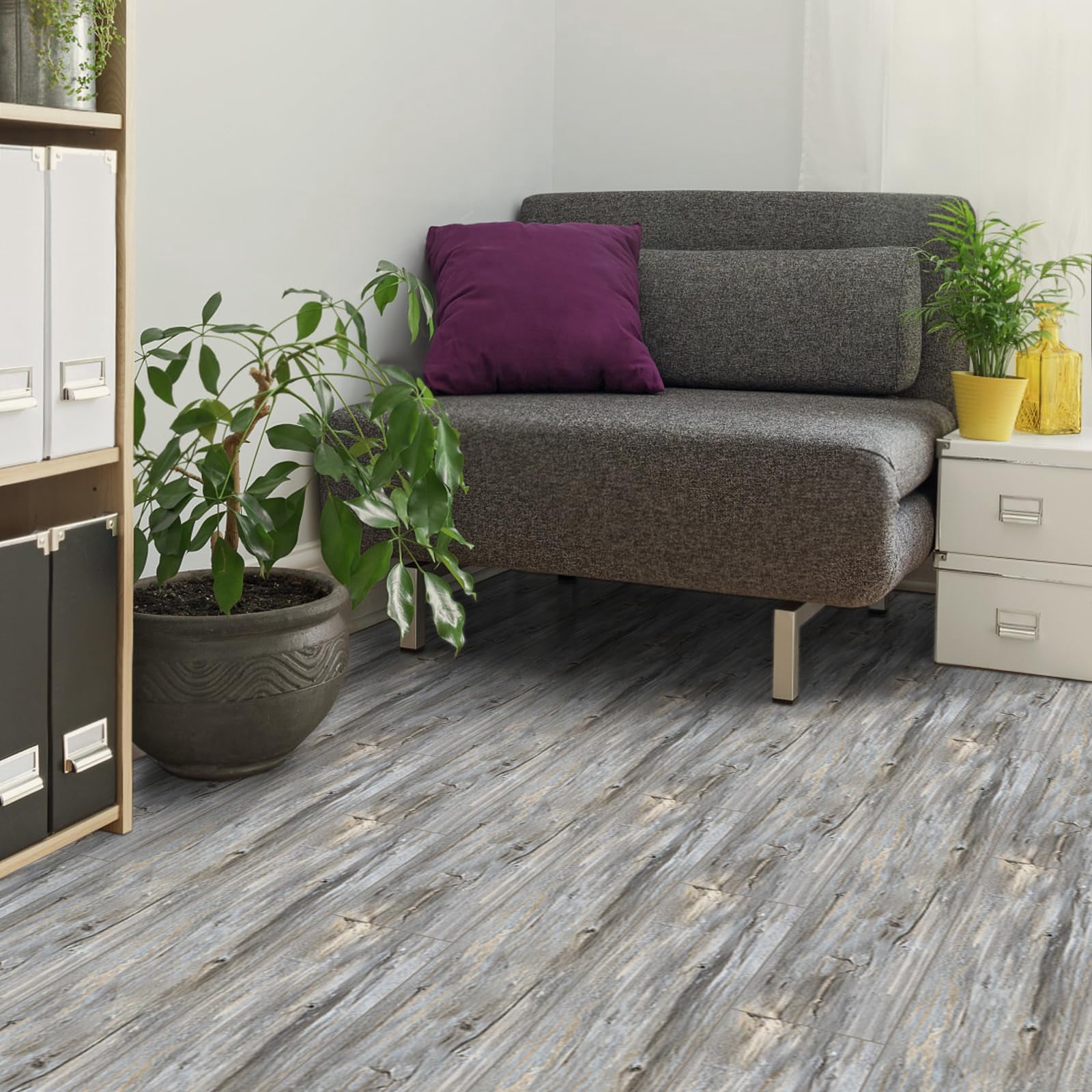 Peel And Stick Floor Tile  Vinyl Flooring Self Adhesive Durable 10-pack 15 Sq.ft Wood Look Tiles Waterproof For Transfer Bathroom Kitchen Rv Living Room