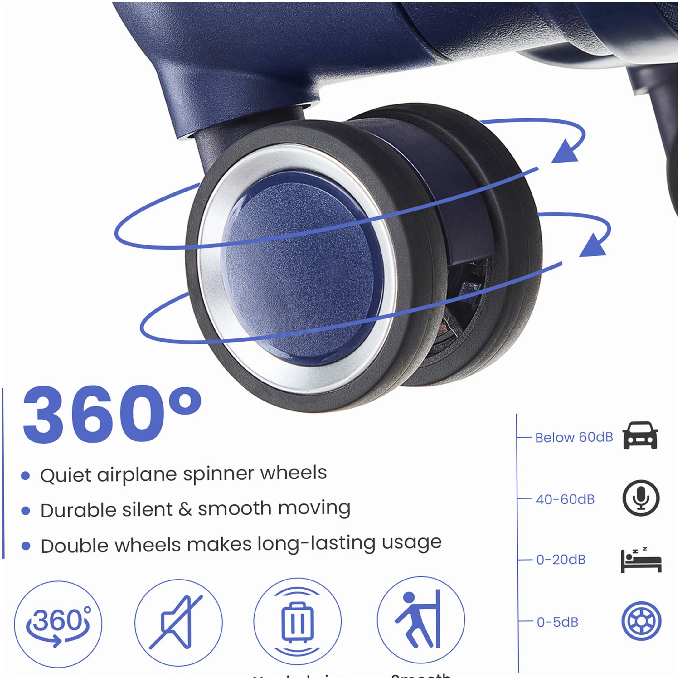 MANGIJOY Navy Blue Expandable Hardshell Suitcase Set of 4, Lightweight Luggage with 360° Spinner Wheels, TSA Lock, and Organized Interior