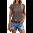 thumbnail image 1 of Camiseta de Verano para Mujer, Color Liso, Cuello Redondo, Corta, Talla XL, Color Café, 1 of 8