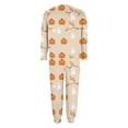 thumbnail image 7 of Xijirk Women Halloween Pajama Set Long Sleeve Boat Neck Top with Jogger Pants Pumpkin Ghost Leaf Print Loungewear for Sleepwear and Holiday Party,Khaki,3XL, 7 of 7