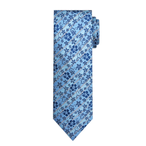 Jacob Alexander Men's Woven Floral Pattern Regular Neck Tie - Blue Taupe