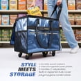 thumbnail image 3 of Reusable Grocery Bag on 6 Wheels,with Removable Baseboard,Foldable Rolling Tote,Heavy Duty Shopping Cart for Groceries,Laundry & Travel (Navy Blue, Large-109L), 3 of 8