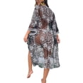 thumbnail image 6 of Michellecmm  Women's Summer 3/4 Sleeve Pattern Print Tie Up Bikini Cover Up, 6 of 7