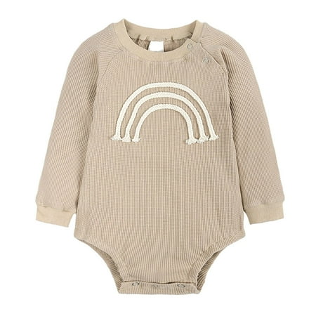 

gakvbuo Clearance Items All 2022!Sweatshirt Romper For Infant Baby Girl Boy Long Sleeve Crewneck Oversized Bodysuit Waffle Fall Winter Pullover Top