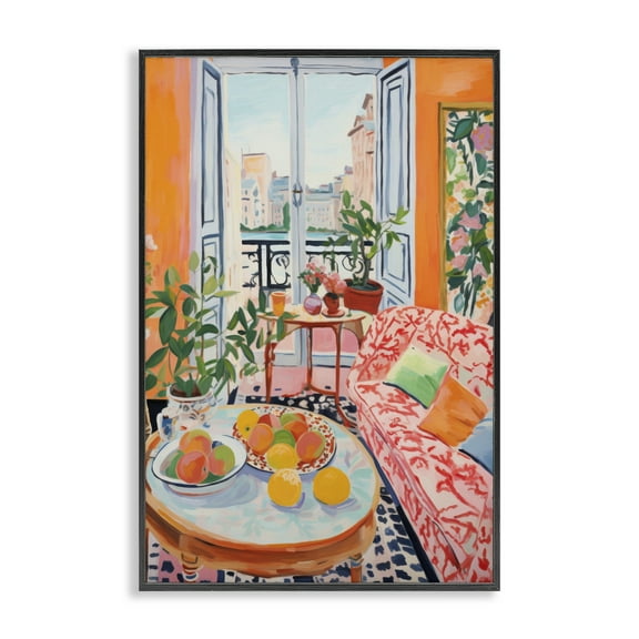 Stupell Industries Bright Sunlit Interior Furniture Painting Black Framed Art Print Wall Art, 12 x 18