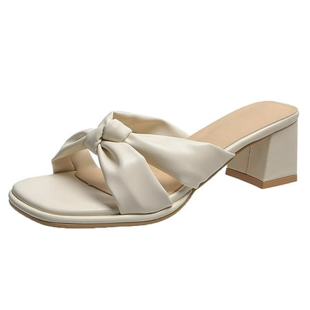 

Womens Sandals Sandals for Women Ladies Chunky Heel High Heel Bownot Casual Shoes Women S Sandals Pu Beige 39