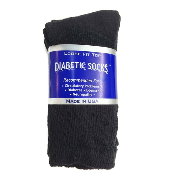 Creswell 3 Pairs Of Mens Black Diabetic Crew Socks 13-15 King Size
