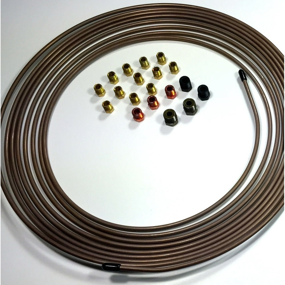 25 Ft. of 3/16" (4.75 mm) Copper Nickel Brake Line with Fittings