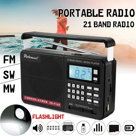 Portable AM/FM Radio MP3 Music Player Outdoor Speaker Radio Receiver with Flashlight Full Bands AM SW USB TF