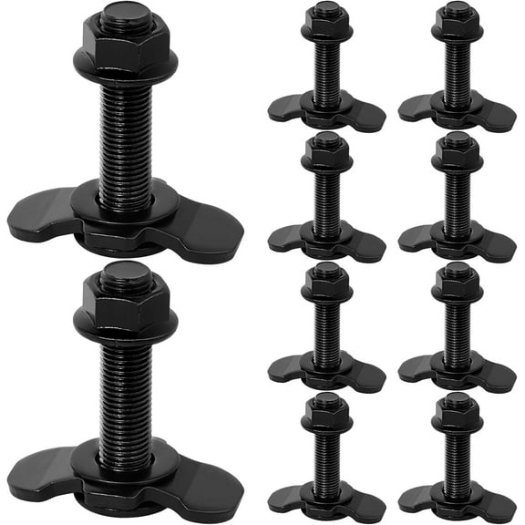 L Track Threaded Stud Fittings L-Track Threaded Double Stud Lug Fitting Tie Down, Used with L Track Rails for Truck Bed or Trailer Cargo Control, Pack of 10, Black