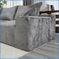 thumbnail image 3 of Modern Minimalist 2-Person Chenille Sofa | Gray | Cushion Back | Flared Arms | Lazy Comfort for Living Room/Bedroom – No Assembly Needed, 3 of 18
