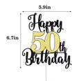 thumbnail image 2 of Decoración para tartas Dxsdgetue con purpurina para cumpleaños número 50, color negro y dorado, 2 of 8
