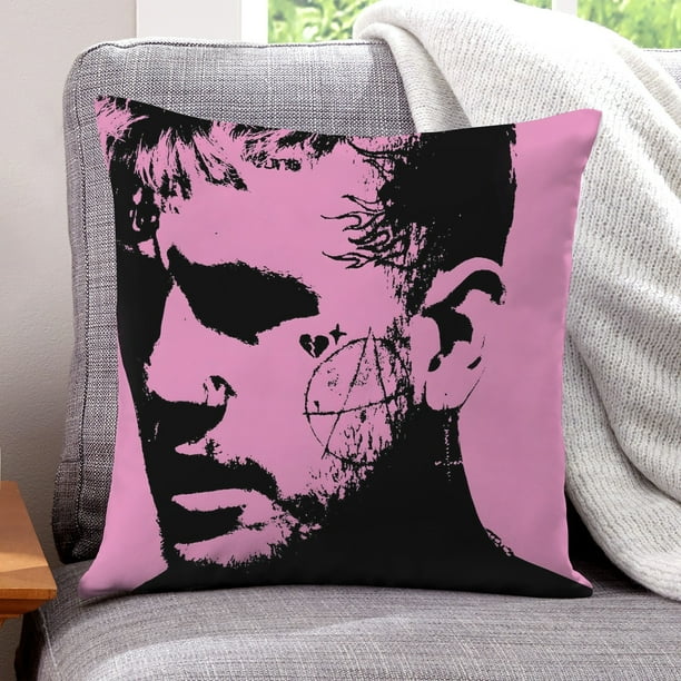 Lil Peep Fundas de almohada de terciopelo con tema, regalos de funda de almohada, decoración para el hogar, cojín de lanzar, regalo de cumpleaños para fans y parejas. 45cm x 45cm.