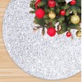 thumbnail image 1 of Falda para árbol de Navidad FANPROMS con lentejuelas blancas brillantes de 53 cm, 1 of 7