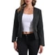 thumbnail image 1 of Chaqueta de mezclilla elástica para mujer INSPIRE CHIC con solapa, un botón y mangas largas, color negro, 1 of 6