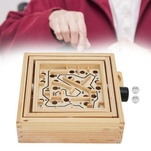 Wooden Labyrinth Game, Maze Puzzle Toy Balances Board Table Maze Game Prevent Dementia For Elderly 6.3 X 6.3 X 2.1in