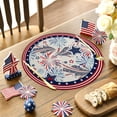 thumbnail image 2 of MIZHONA 4th of July Round Placemats Set of 6,Star Firework American Flag Patriotic Table Place Mats 14 inch, 2 of 5