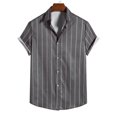 thumbnail image 2 of Camisa casual de manga corta con solapa de botón y rayas delgadas para hombre Pompotops  oipoqjl43498, 2 of 9