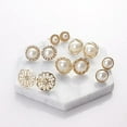 thumbnail image 5 of Magik 6~12 Pairs Fashion Rhinestone Crystal Pearl Earrings Set Women Ear Stud Jewelry (Pearl 6 Pairs), 5 of 6