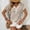 Beige, variant on Graphic Tees for Women Patchwork Knit V-Neck Button-Down Short Sleeve Top for Everyday Style Modern Knitwear Brown L