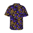 thumbnail image 3 of Balery Golden Snake And Purple Rose Print Men's Hawaiian Shirts Short Sleeve Beach Shirt Relaxed Fit Vacation Button Down Shirts-Small, 3 of 9