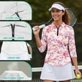 thumbnail image 6 of Uorisanigo Butterfly Flower Womens Golf Shirt Versatile Comfortable Quick Dry Athletic Polo Shirts Fashionable 3/4 Roll Sleeve Tennis Tops with Zip Up Collar Casual Daily Wear Size S, 6 of 7