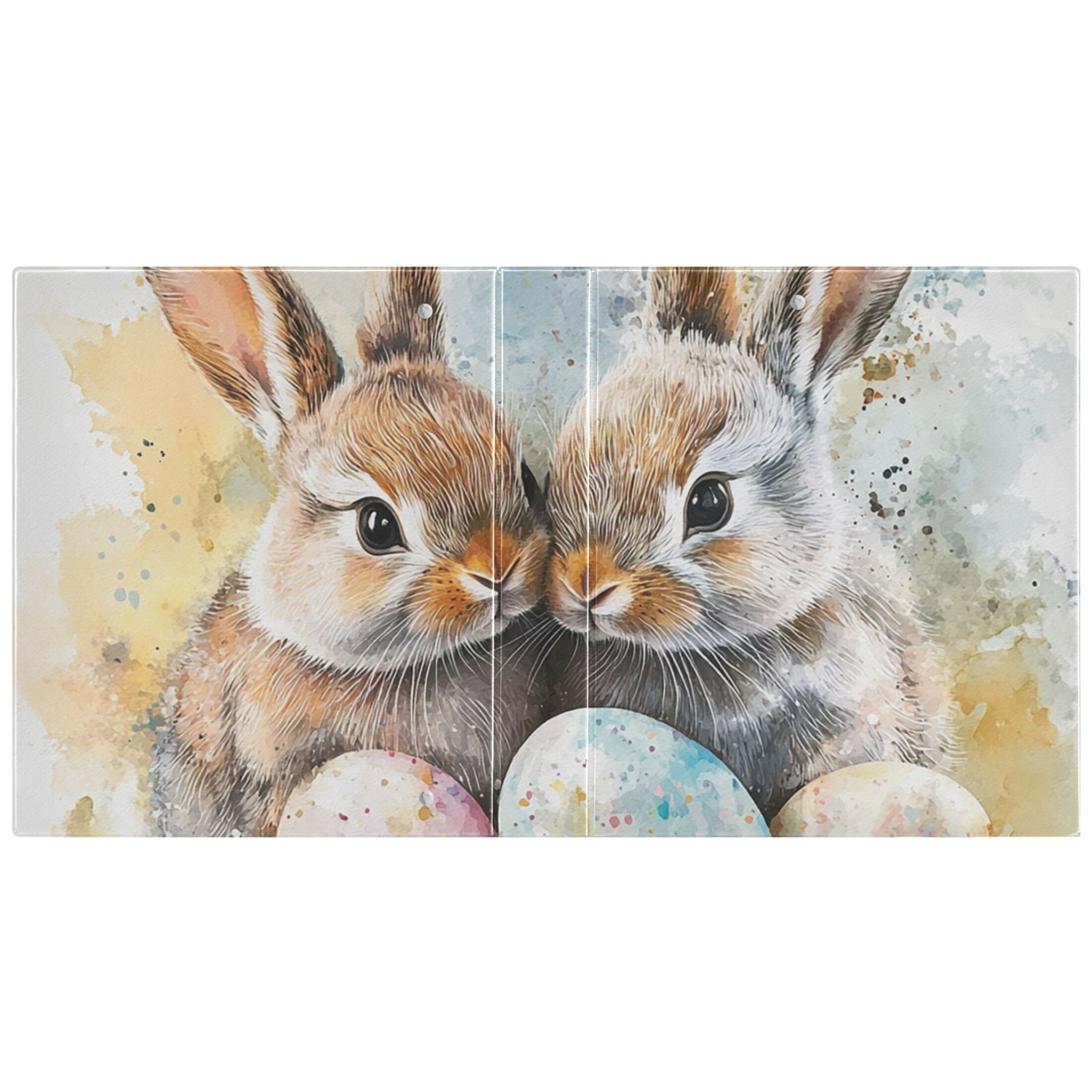 Bunnies Easter Eggs 3 Ring Binders 1.5 inch Hardcover File Folders with Interior Pockets A4 Size Organizer for School Office Hospital Set of 2