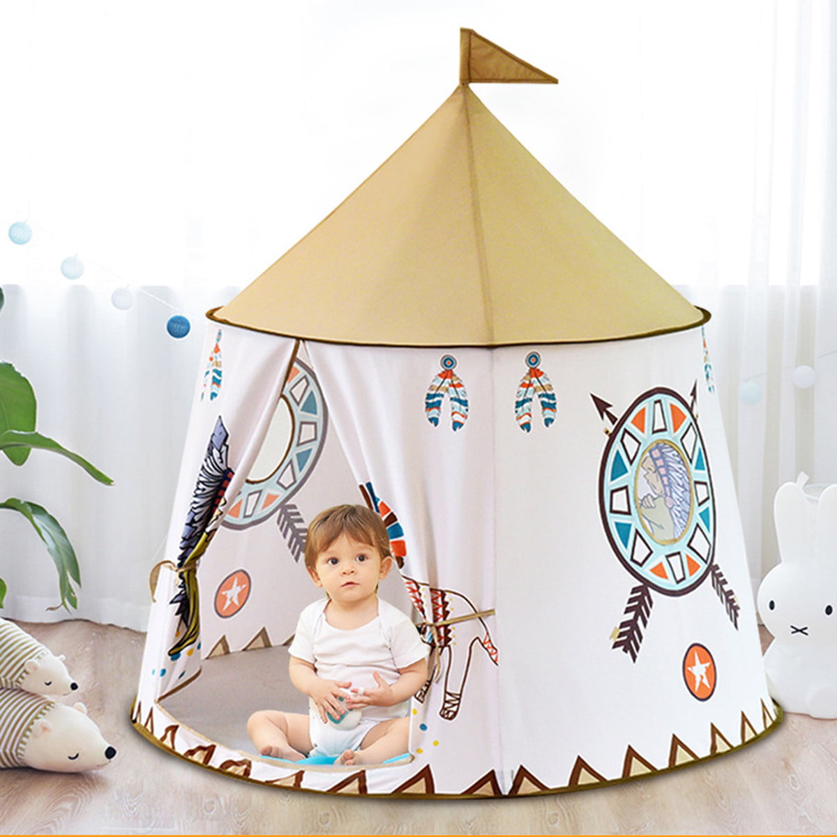 Eagle Teepee Indian Tribe Tent Canvas Finish Kids Indoor/Outdoor Playhouse