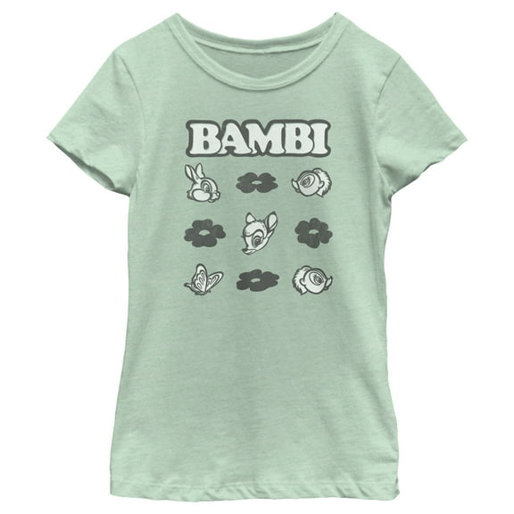 Girl's Bambi Friends Square  Graphic Tee Mint X Large